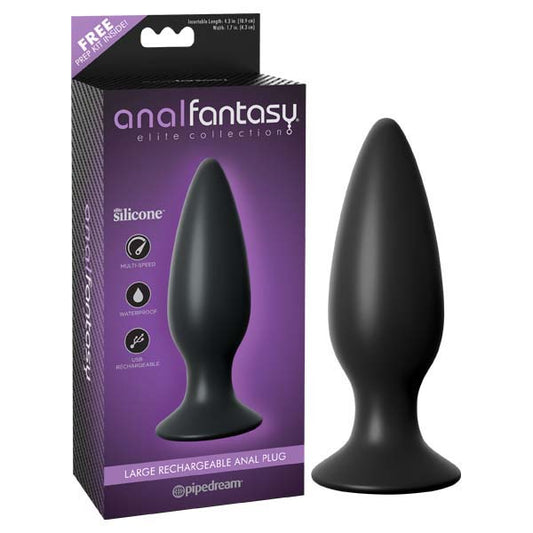 Pipedream Anal Fantasy Elite Collection Large Rechargeable Anal Plug - Black 13.5cm (5.3") Vibrating Butt Plug