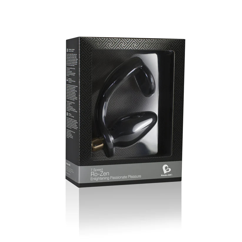 Rocks Off RO-ZEN Black P-Spot Anal Butt Plug w Bullet Vibrator