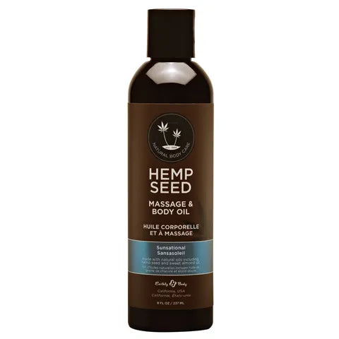 Earthly Body Hemp Seed Massage & Body Oil Sunsational (Italian Bergamot, Juniper Berries & White Wood) 237ml