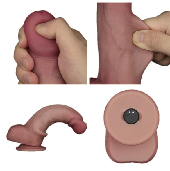 Lovetoy Vibrating Sliding Skin Pro II Silicone Dong Dildo 8" Remote