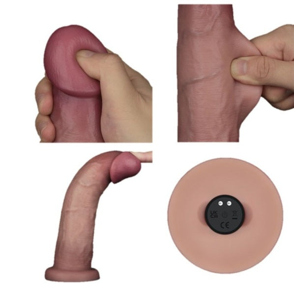 Lovetoy Vibrating Sliding Skin Pro II Silicone Dong Dildo 9" Remote