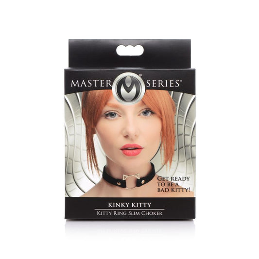 Master Series Kinky Kitty Ring Slim Choker Black