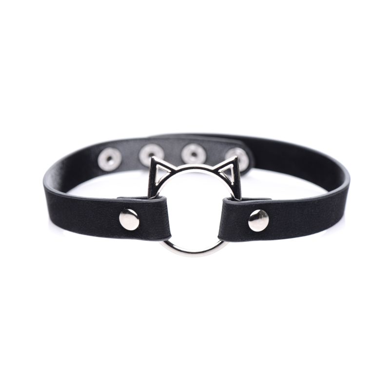 Master Series Kinky Kitty Ring Slim Choker Black