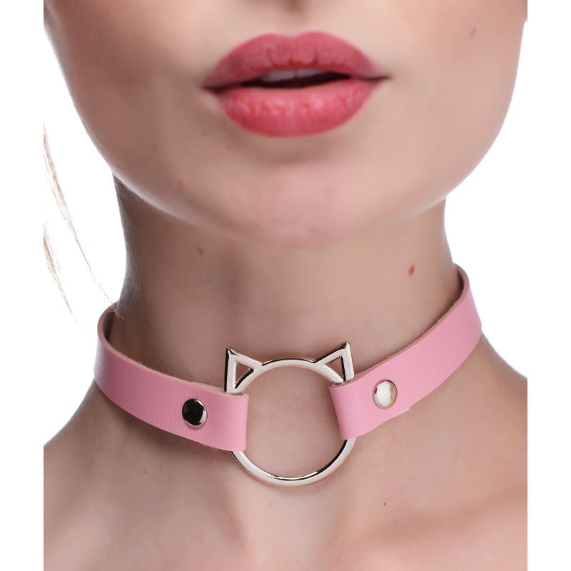 Master Series Kinky Kitty Ring Slim Choker Pink