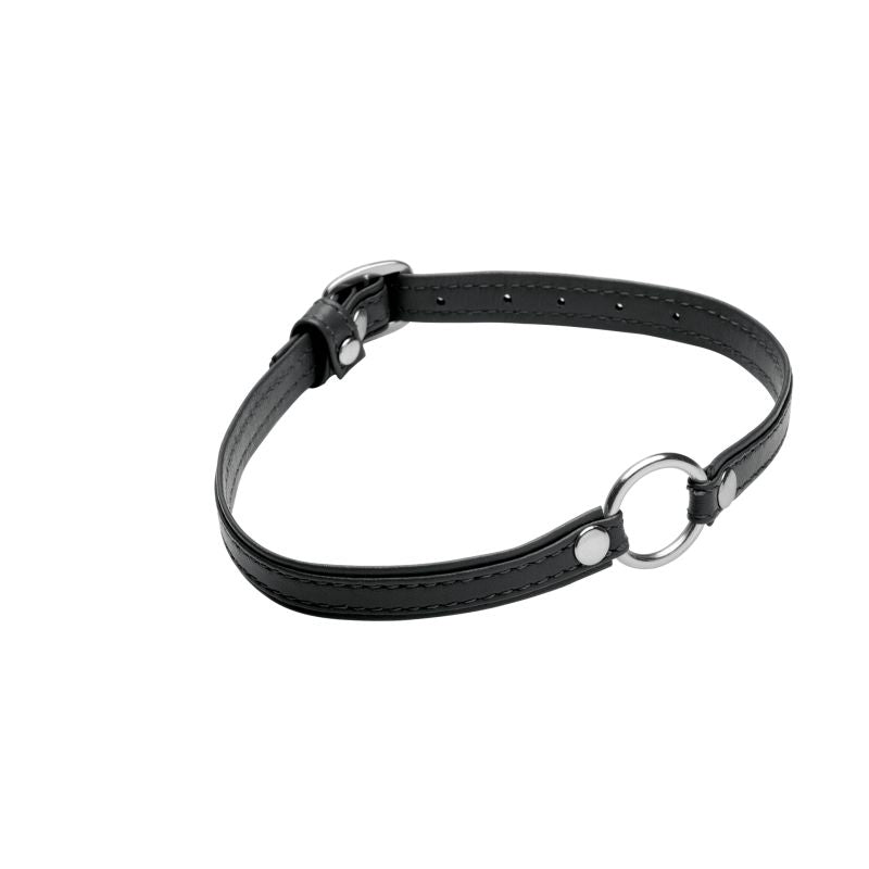 Master Series Sex Pet Leather Choker with Silver Ring Black