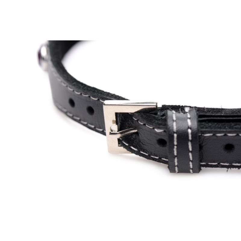 Master Series Bling Vixen Leather Choker w/ Clear Rhinestones