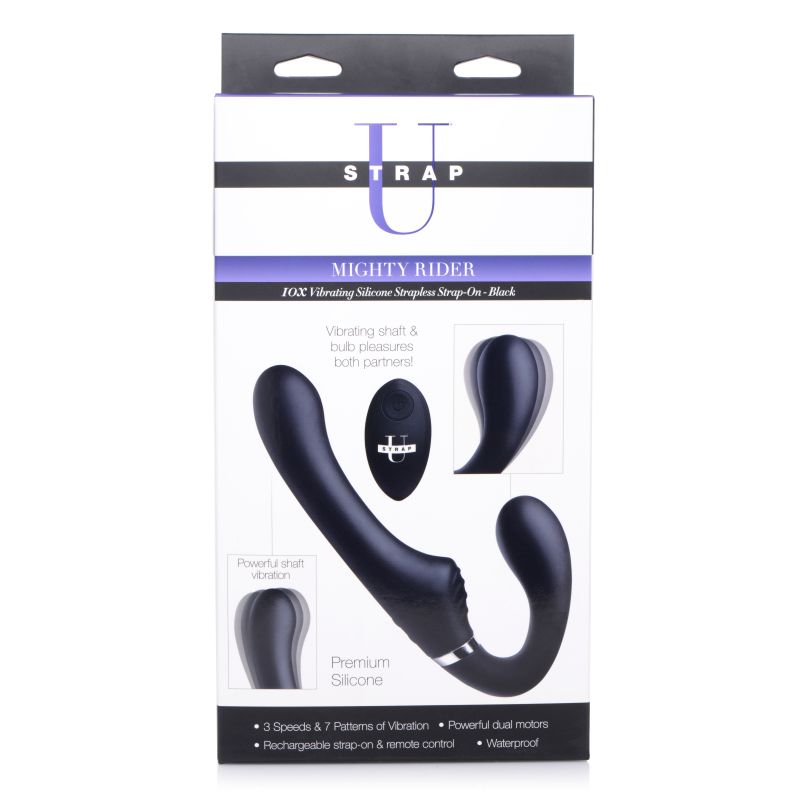 Strap U Mighty Rider 10X Strapless Strap-On Black w Remote