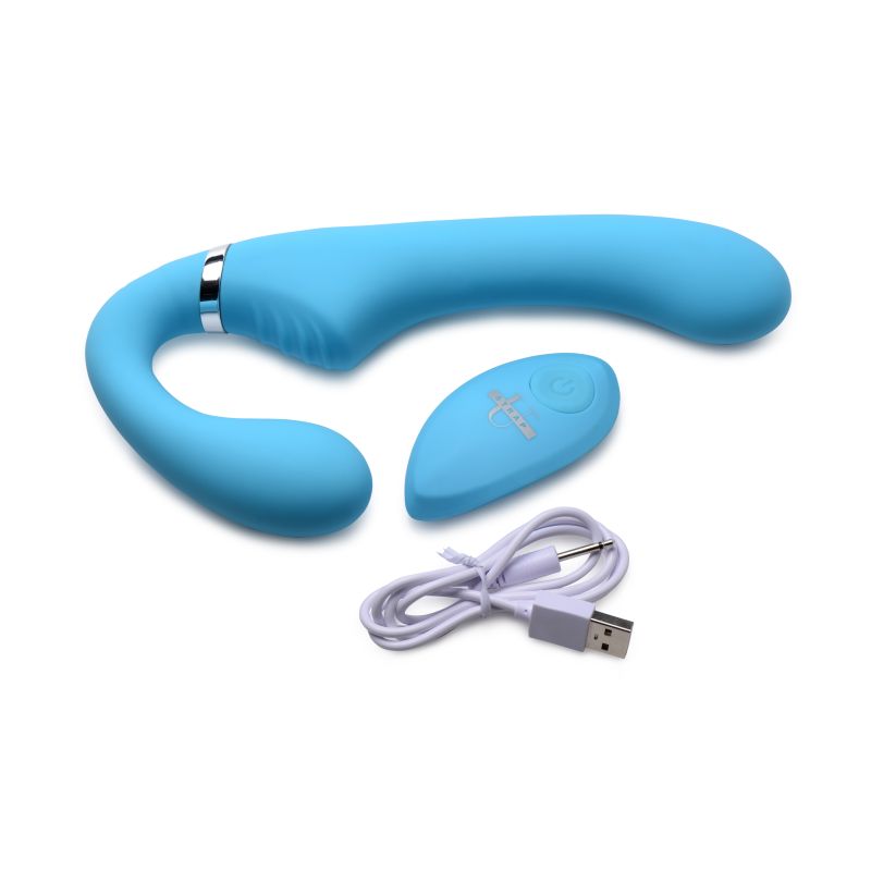 Strap U Mighty Rider 10X Strapless Strap-On Blue w Remote