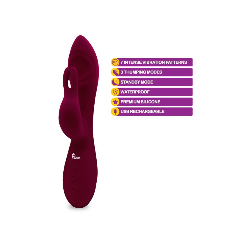 Viben Pzazz G-Spot Thumping Rabbit Vibrator Ruby