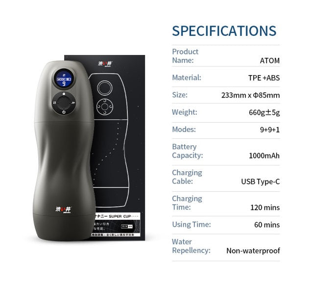 Drywell Atom Electronic Heating, Vibrating, Sucking and Moaning Masturbator