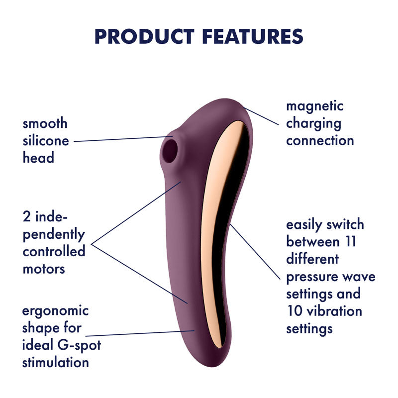 Satisfyer Dual Kiss USB-Rechargeable Clitoral Stimulator - Purple