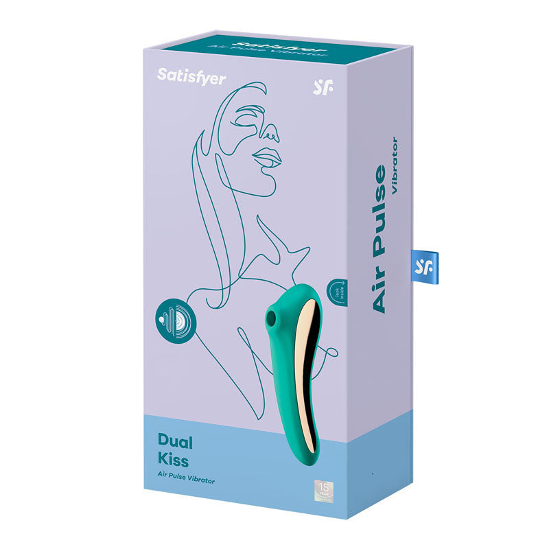 Satisfyer Dual Kiss USB-Rechargeable Clitoral Stimulator - Turquoise