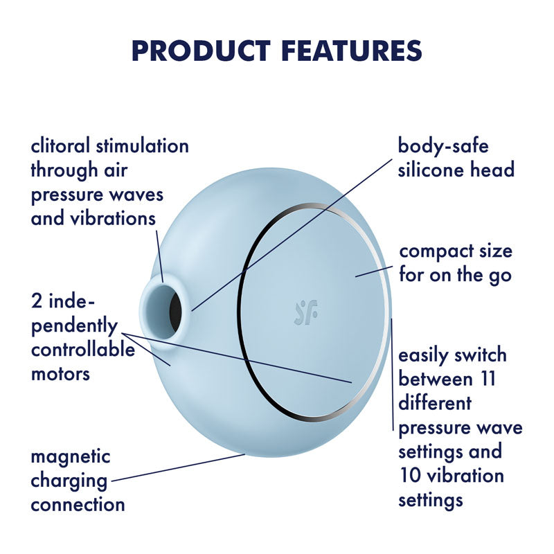 Satisfyer Pro To Go 3 USB Rechargeable Air Pulse Clitoral Stimulator - Blue