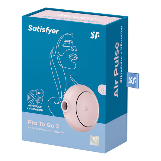 Satisfyer Pro To Go 3 USB Rechargeable Air Pulse Clitoral Stimulator - Rose