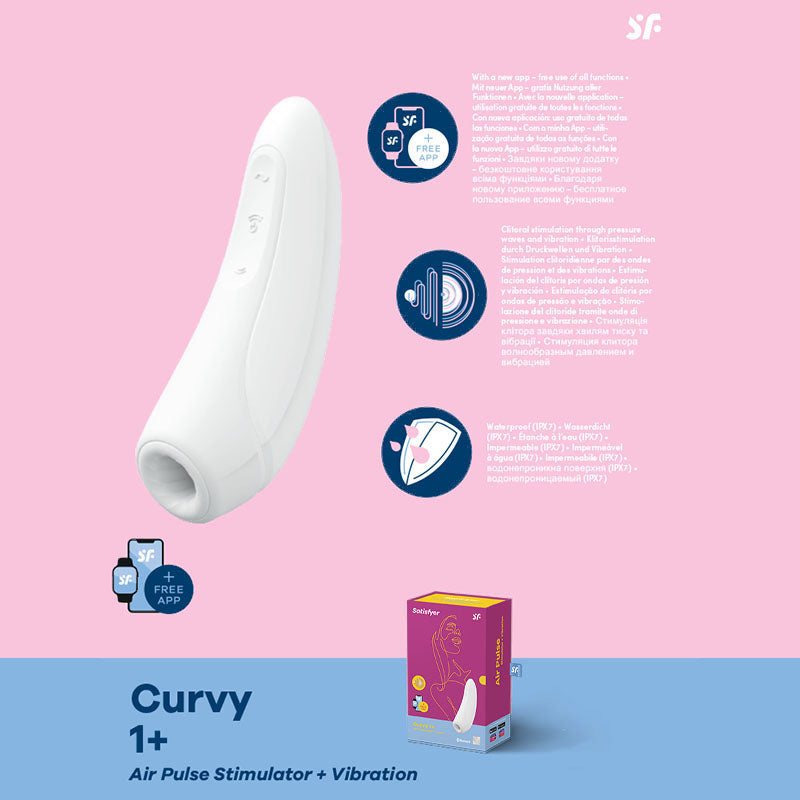Satisfyer Curvy 1+ Mobile App USB Clitoral Stimulator & Vibration White