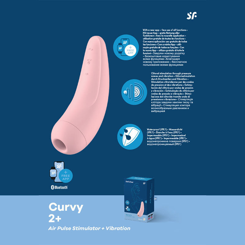 Satisfyer Curvy 2+ Mobile App USB Clitoral Stimulator & Vibration Pink