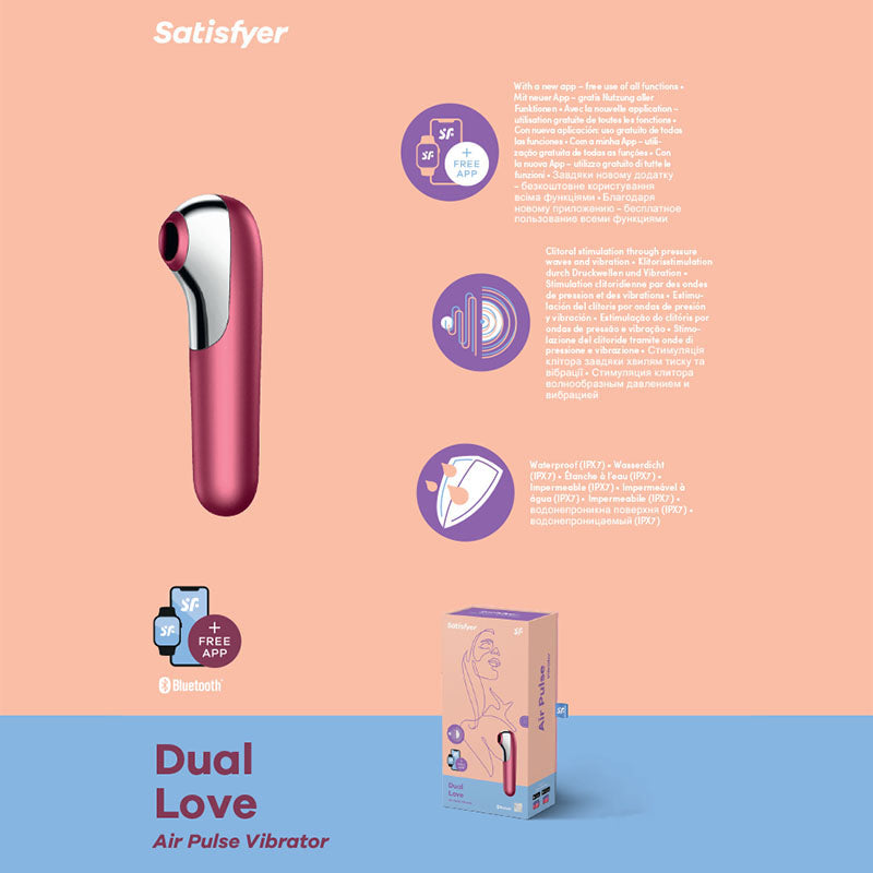 Satisfyer Dual Love App Controlled Touch-Free USB Clitoral Stimulator - Pink