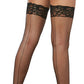 Dreamgirl Laced Stay-up Fishnet Thigh High Black Size OS