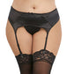 Dreamgirl Plus Size Lace Top Sheer Thigh High Black Size OSQ