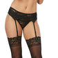 Dreamgirl Lace Top Sheer Thigh High Black Size OS