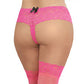 Dreamgirl Plus Size Neon Laced Stay-up Sheer Thigh High Neon Pink Size OSQ