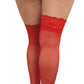 Dreamgirl Plus Size Laced Stay-up Sheer Thigh High Red Size OSQ
