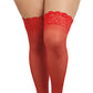 Dreamgirl Plus Size Laced Stay-up Sheer Thigh High Red Size OSQ