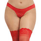 Dreamgirl Plus Size Laced Stay-up Sheer Thigh High Red Size OSQ