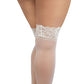 Dreamgirl Plus Size Laced Stay-up Sheer Thigh High White Size OSQ