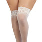 Dreamgirl Plus Size Laced Stay-up Sheer Thigh High White Size OSQ