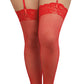 Dreamgirl Plus Size Laced Fishnet Thigh High Red Size OSQ