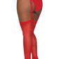Dreamgirl Plus Size Sheer Suspender Pantyhose Red Size OSX