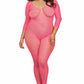 Dreamgirl Plus Size Fishnet Open Crotch Bodystocking Pink Size Queen