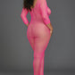 Dreamgirl Plus Size Fishnet Open Crotch Bodystocking Pink Size Queen