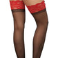 Dreamgirl Sheer Thigh High Stockings with Contrast Lace Red/Black Size OS