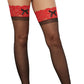 Dreamgirl Sheer Thigh High Stockings with Contrast Lace Red/Black Size OS