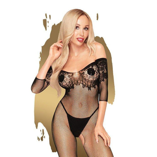 Penthouse High Profile Net Lace Bodystocking With Open Crotch Black Size XL