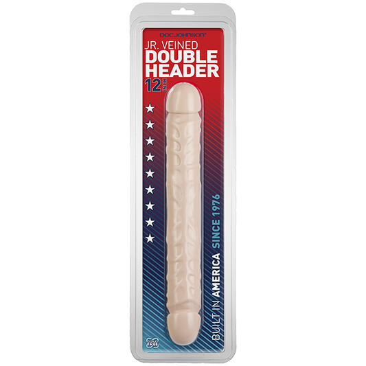 Doc Johnson Jr. Veined Double Header 12" White Dildo Dong