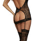 Dreamgirl Lingerie Stretch Lace Garter Bodystocking Dress & Stockings Size OS
