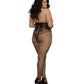 Dreamgirl Plus Size Open-Cup Bodystocking with Knitted Lace 'Teddy' Design Black Size Queen