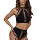 Dreamgirl Seamless Bralette and Waist High Garter Panty Black One Size OS