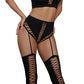Dreamgirl Seamless Bralette and Waist High Garter Panty Black One Size OS