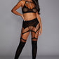Dreamgirl Semi-Opaque Seamless Bralette & Garter Skirt Set Black Size OS
