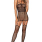 Dreamgirl Fishnet Garter Dress with Collar & Tie Back Closure Black Size OS