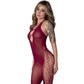 Magic Silk Exposed Halter Body Stocking With Rhinestone Burgundy Size OS