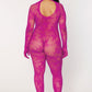 Dreamgirl Seamless Floral Knitted Fishnet Catsuit Bodystocking Azalea Size OSX
