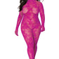 Dreamgirl Seamless Floral Knitted Fishnet Catsuit Bodystocking Azalea Size OSX