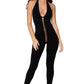 Dreamgirl Opaque Knitted Halter Catsuit Bodystocking With Plunging Neckline Size OS