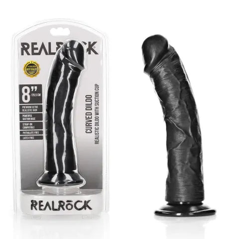 Shots Toys | REALROCK Realistic Regular Curved Dildo - Black 20cm (8") Dong