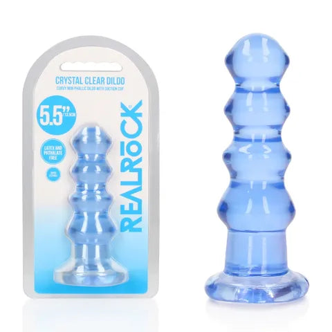 Shots Toys | REALROCK Crystal Clear 5.5" Curvy Dildo/Plug - Blue